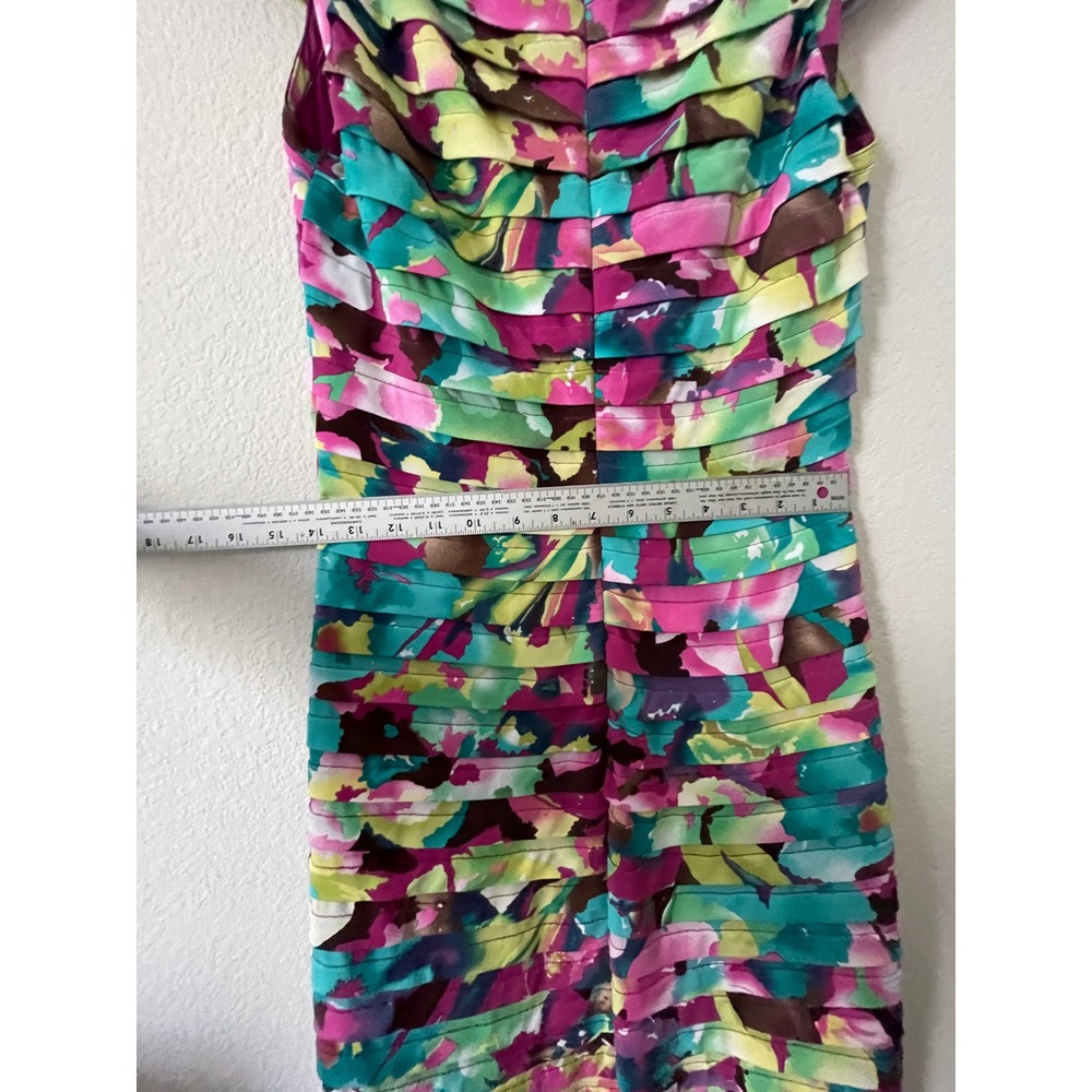 Adrianna Papell Floral Ruched Sheath Dress Size‎ 10 Pink Blue Cocktail Wedding - Picture 14 of 17